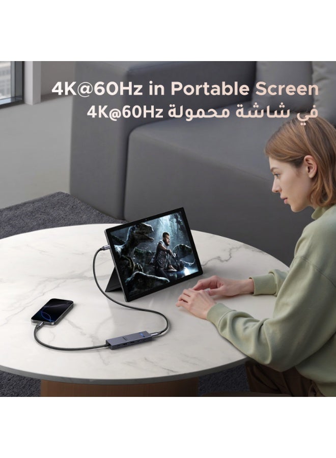 يو جرين محول USB-C متعدد المنافذ 6 في 1، مخرج فيديو USB-C بدقة 4K@60Hz، 4 منافذ USB بسرعة نقل 10Gbps (2× USB-C + 2× USB-A)، شحن سريع Power Delivery بقدرة 100 واط، هيكل من الألومنيوم، متوافق مع ماك بوك برو، ماك بوك آير، دِل XPS 13، لينوفو ثينك باد X1 نانو - Image 4